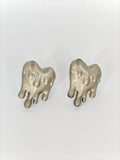 Earrings Hearts Embellished Khaki Recycled