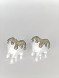 Earrings Hearts Embellished White & Khaki Silk Recycled