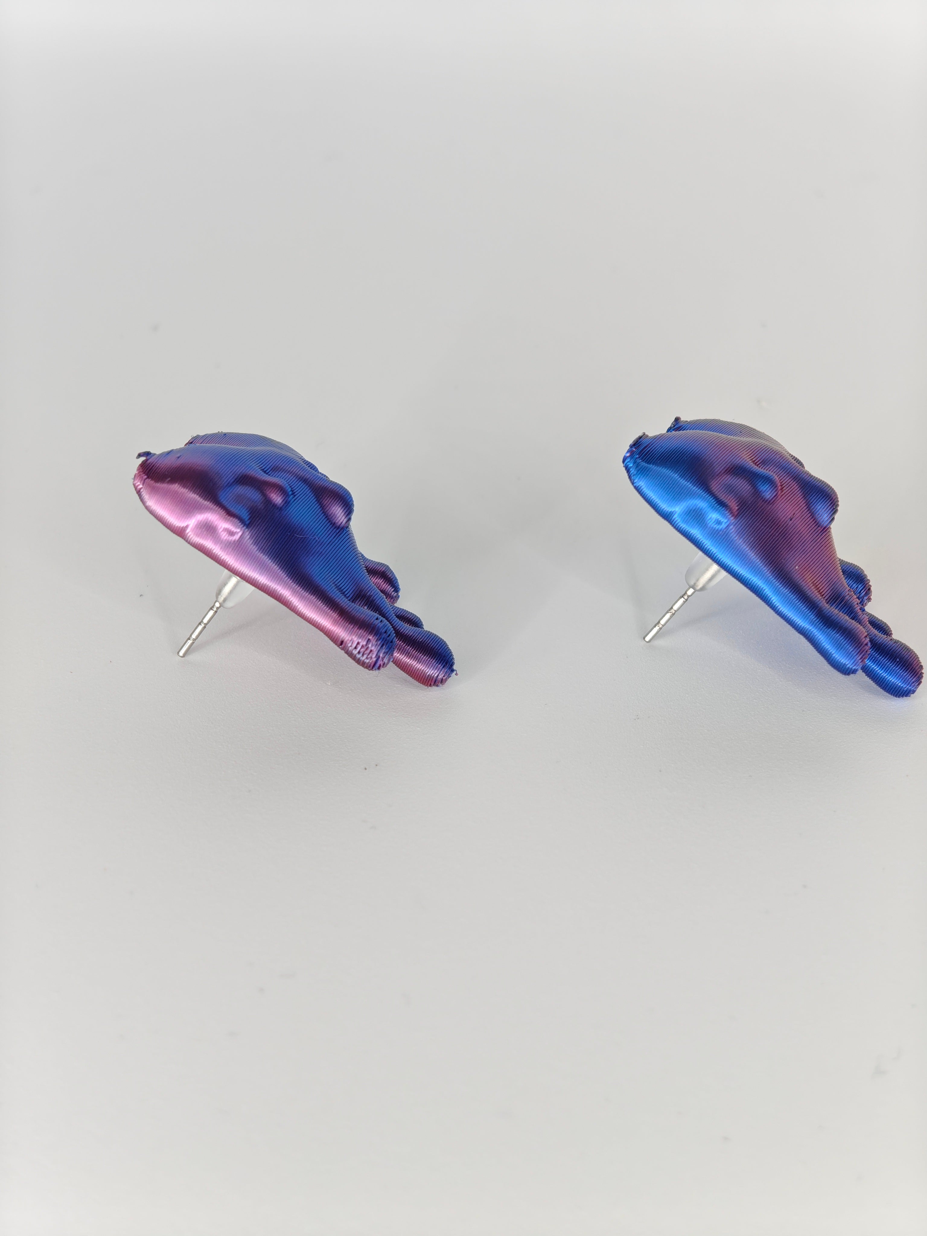 Earrings Hearts Embellished Duo Pink & Blue Silk