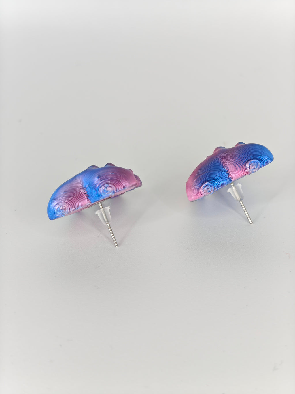 Earrings Hearts Embellished Duo Pink & Blue Silk