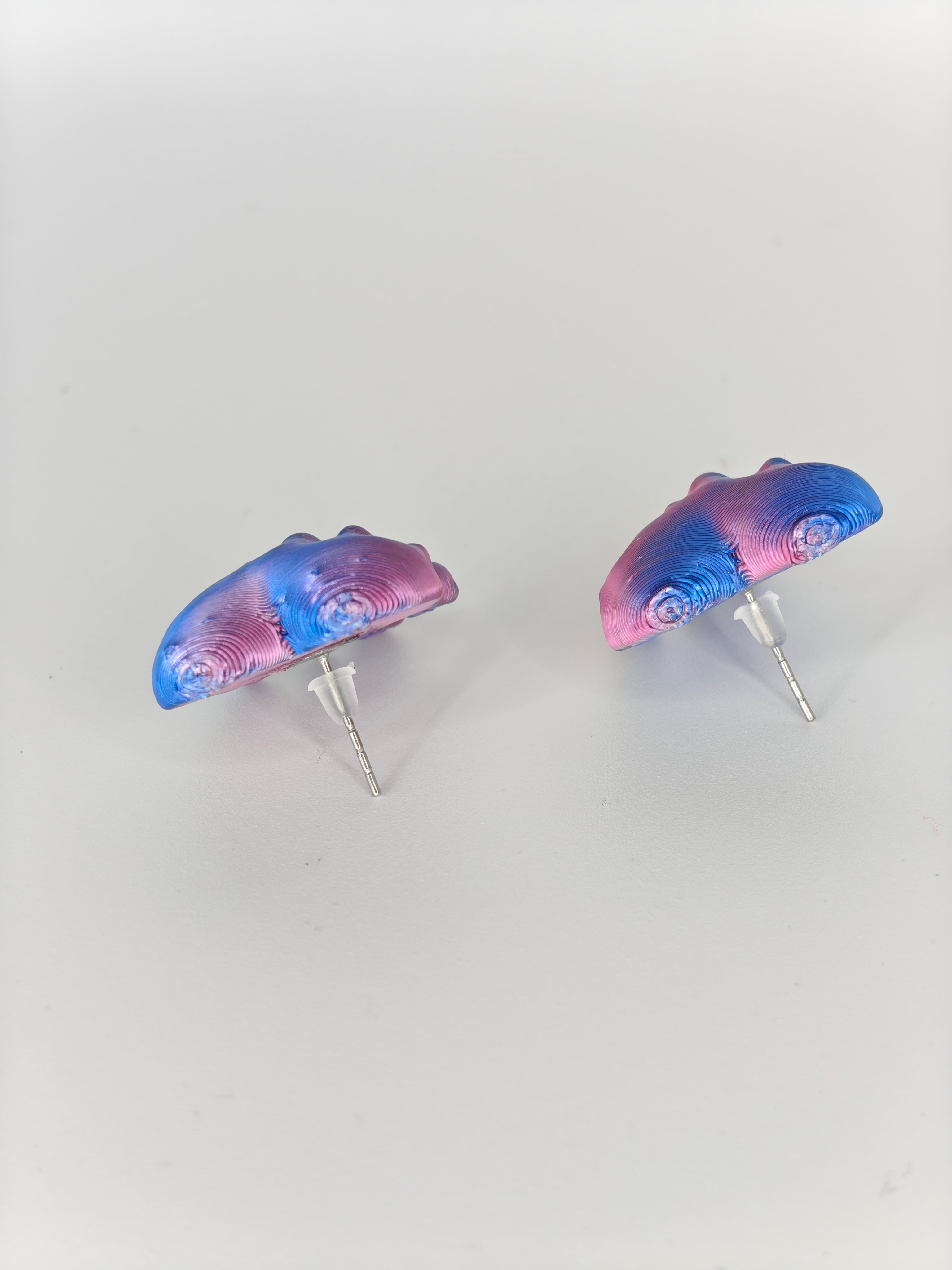 Earrings Hearts Embellished Duo Pink & Blue Silk