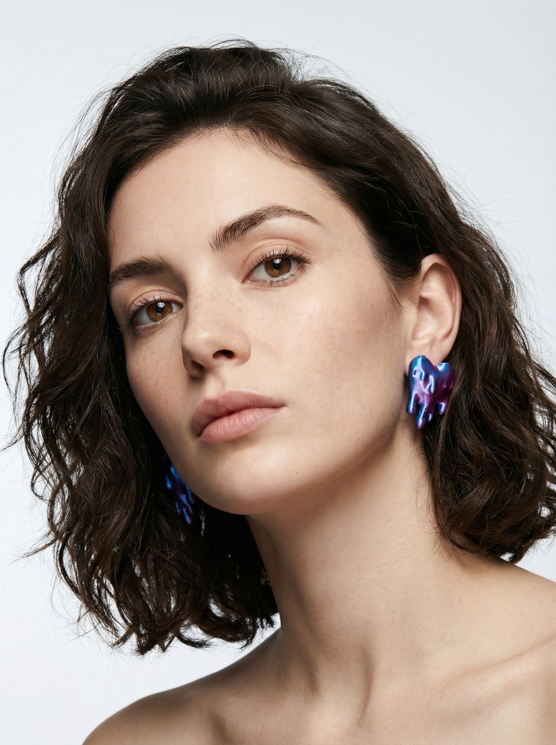 Earrings Hearts Embellished Duo Pink & Blue Silk