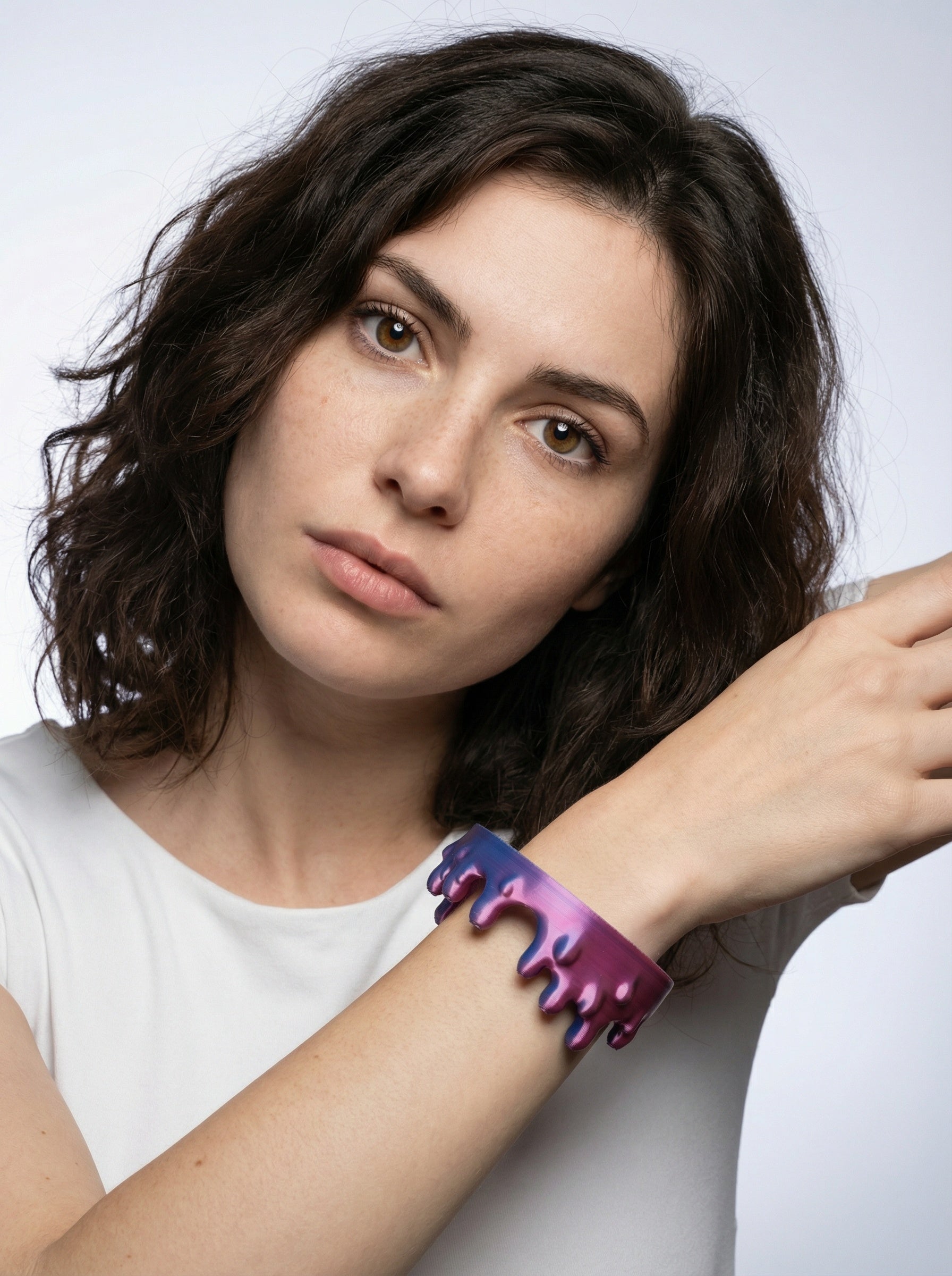 Dripping Bracelet Duo Pink & Blue Silk