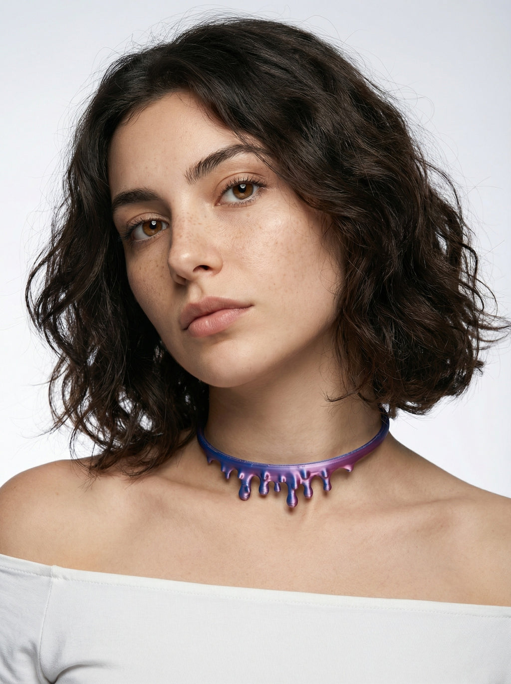 Dripping Necklace Duo Pink & Blue Silk