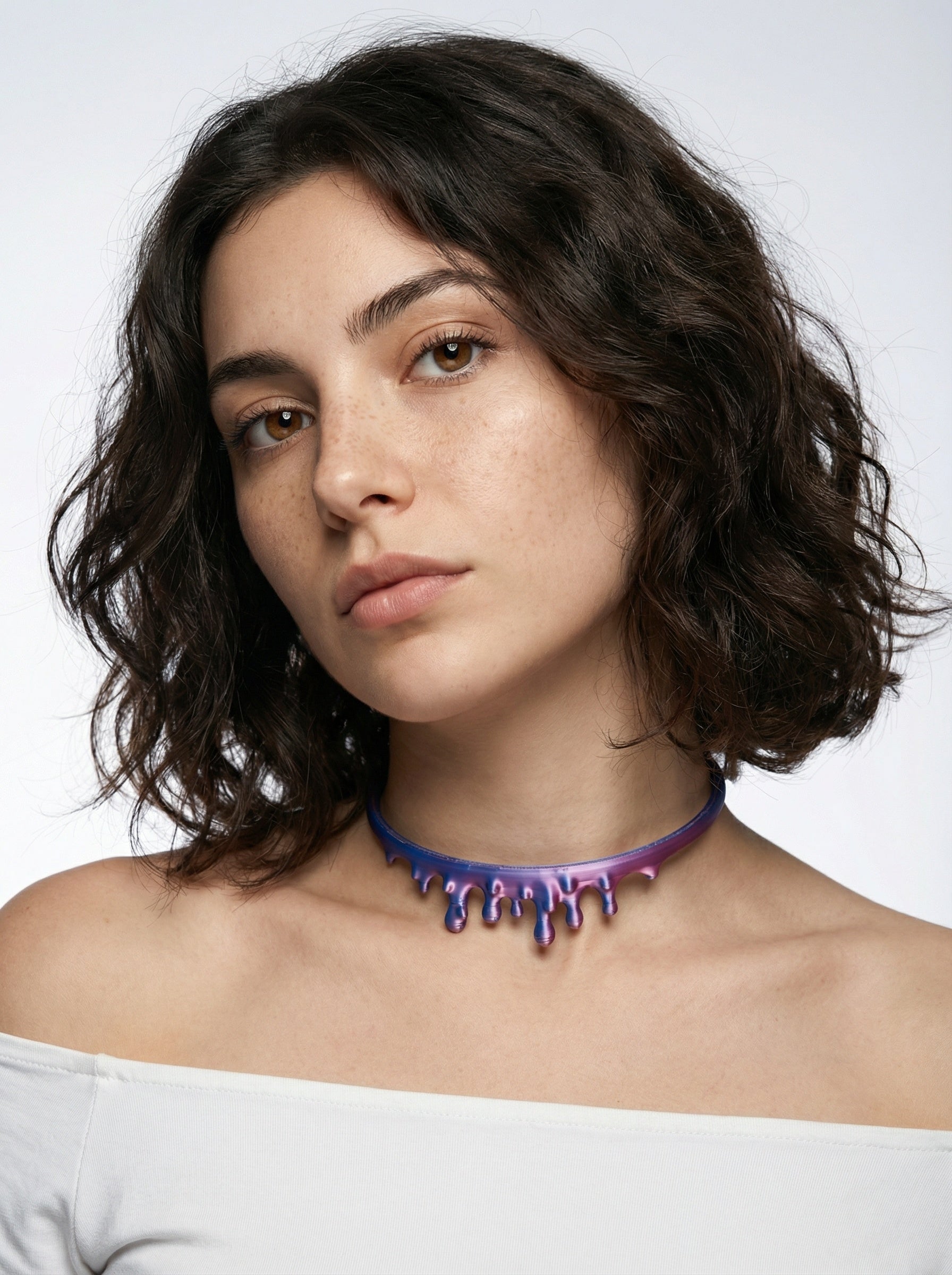 Dripping Necklace Duo Pink & Blue Silk