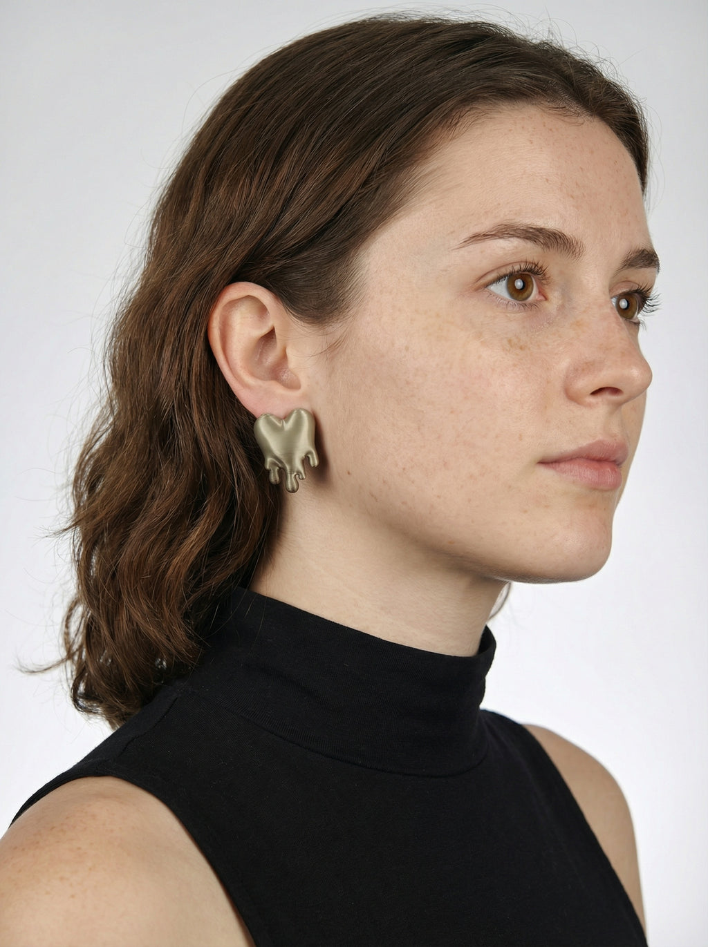 Earrings Melting Hearts Khaki Silk Recycled