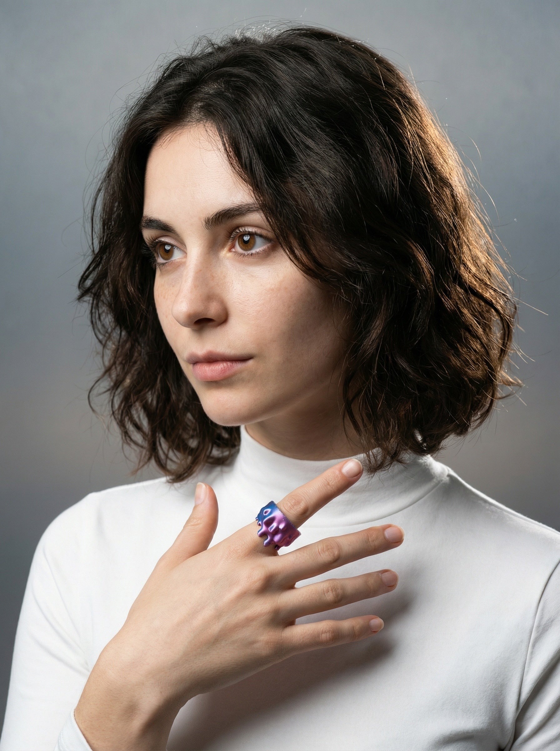 Dripping Ring Silk Duo Pink & Blue Silk